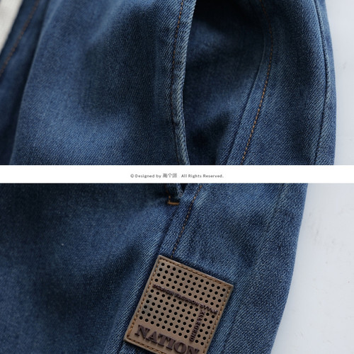 春秋加长版牛仔裤120cm宽松阔腿潮牌加绒高个子190男裤115cm系绳 - 图1