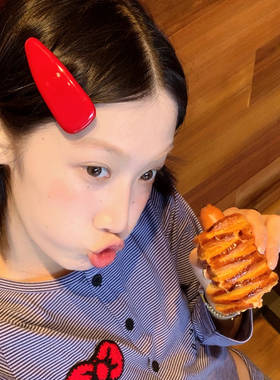 pu皮甜美元气少女三角刘海夹