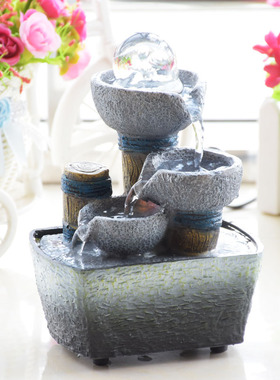办公室小摆件假山喷泉礼物风水轮