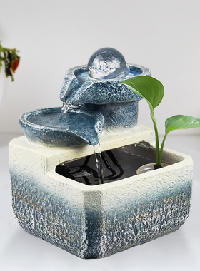 创意循环小型流水喷泉摆件办公室桌面风水轮招财家居装饰生日礼物