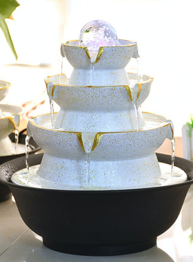 现代简约摆件流水小喷泉装饰品礼物客厅办公室创意桌面循环水景观