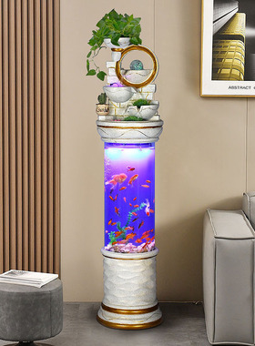 轻奢流水鱼缸摆件客厅落地现代装饰品开业礼物风车水轮球喷泉循环