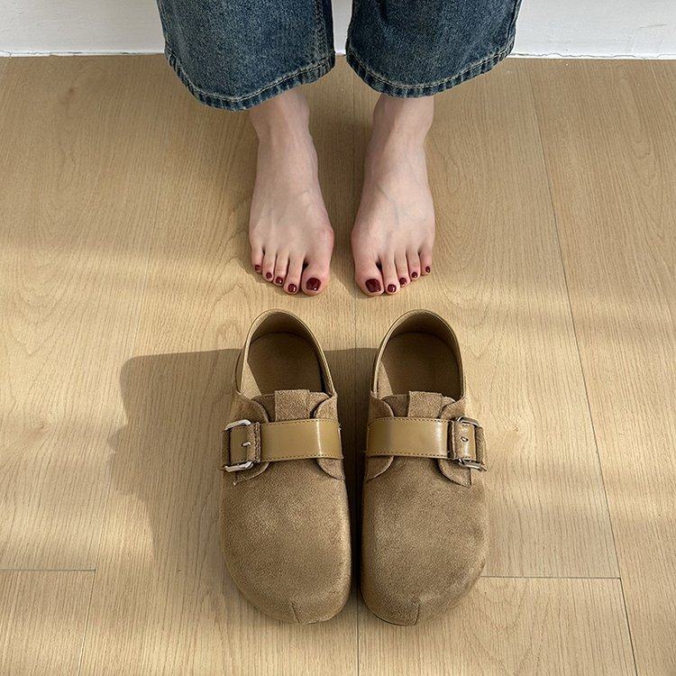 2026春季新款韩系风牛反绒磨砂皮深口平休闲鞋女平底舒适勃肯单鞋,淘宝优惠券,粉丝福利购,淘宝优惠卷