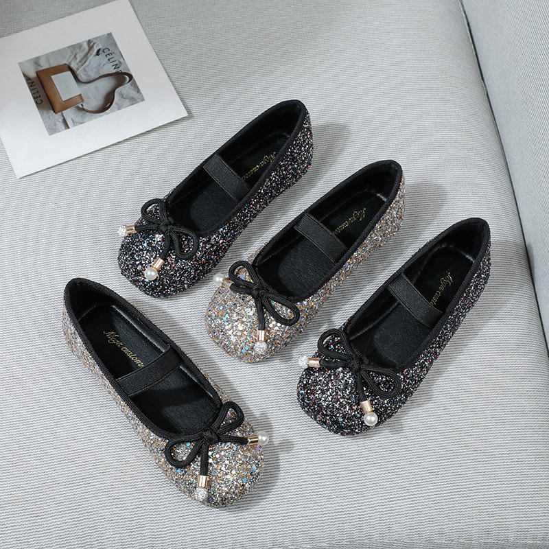 女童单鞋2025春秋新款松紧带水晶鞋亮片儿童单鞋软底亲子鞋公主鞋,淘宝优惠券,粉丝福利购,淘宝优惠卷