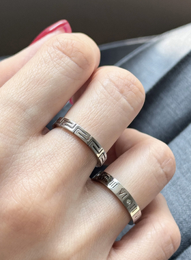 INS银色素圈男女戒指钛钢不掉色