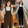 Small pregnant women's overalls with velvet and thickened in autumn and winter