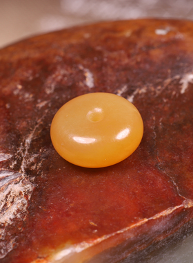 13mm鸡油黄平安扣新疆和田玉籽料黄沁小平安扣黄沁隔片手串配珠