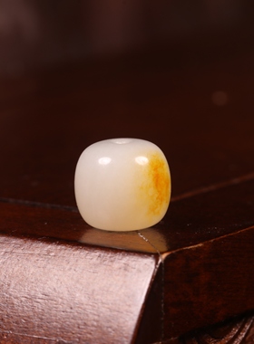 10mm洒金皮老型珠新疆和田玉白肉籽料珠子单珠籽玉散珠圆珠天然