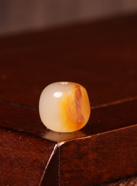 9mm老型珠新疆和田玉籽料黄沁珠子天然和田玉圆珠散珠手串配珠