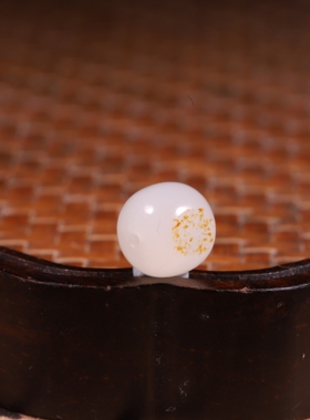 9mm洒金皮老型珠天然和田玉圆形珠子白玉圆散珠单珠文玩手串配珠