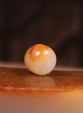 9mm红皮老型珠新疆和田玉籽料黄沁桶珠珠子单珠散珠手串手持顶珠