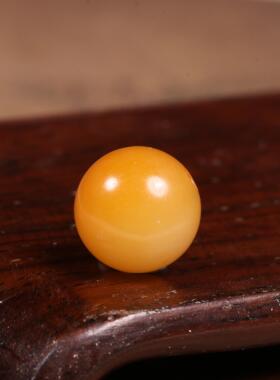 12mm黄玉珠天然新疆和田玉籽料黄沁带皮圆珠手串配珠单珠散珠配饰