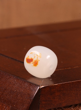 11mm老型珠新疆和田玉籽料红沁皮单珠散珠多宝手串手链配珠珠子