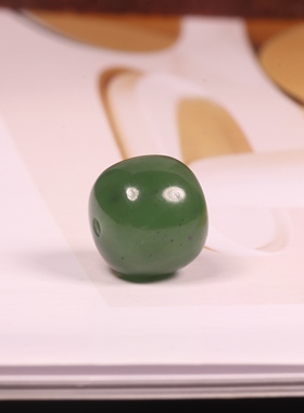 12mm碧玉老型珠新疆和田玉籽料单珠散珠多宝手串配珠顶珠散珠天然