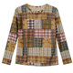 ເສື້ອຍືດ Retro plaid ພິມສໍາລັບແມ່ຍິງໃນດູໃບໄມ້ລົ່ນແລະລະດູຫນາວຄົນອັບເດດ: ຄໍໃຫມ່ໄດ້ຕະຫຼອດ, ເສື້ອທີເຊີດແຂນຍາວທີ່ມີຕາຫນ່າງບາງໆ