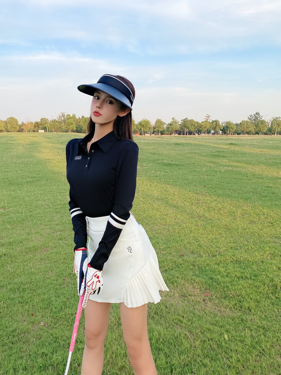 包邮高尔夫服装女春款高尔夫长袖女高尔夫女裙套装女golf球服显瘦 - 图1