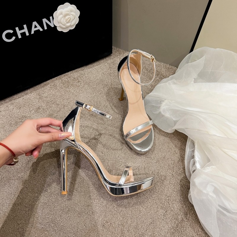 夏季新款百搭一字带露趾女高跟鞋性感细跟防水台百搭扣带高跟凉鞋,淘宝优惠券,粉丝福利购,淘宝优惠卷