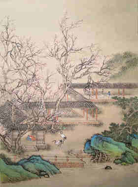 国画新款一枫斋纯手绘精品青绿小中堂山水画1人气掌柜推荐惊爆