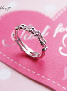 个性骨头戒指  男女银戒指 尾戒女小指 镀白金开口戒指PR2049