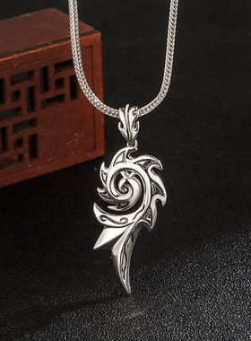 欧美复古火焰配饰银项链