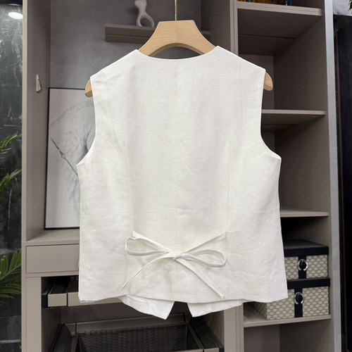 大N货！简约不失高ji感！银丝亚麻V领西装马甲女   KC2233~ZY - 图2