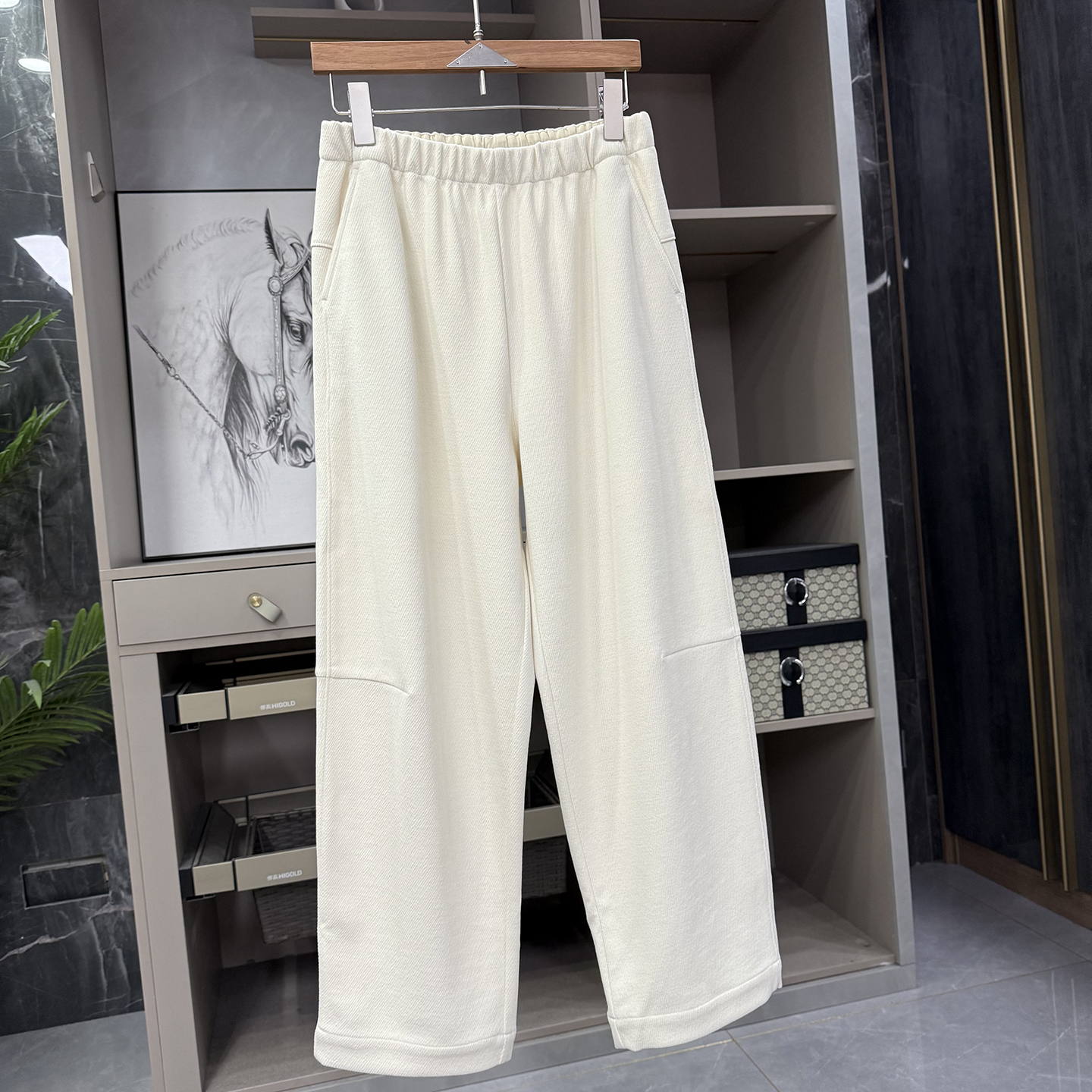 P牌面料!温暖藏肉!宽松毛面松紧腰休闲香蕉裤女 H25505~ZY - 图1