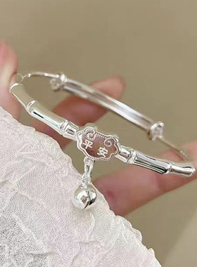 梅花竹节纯银手镯女节节高升镯子