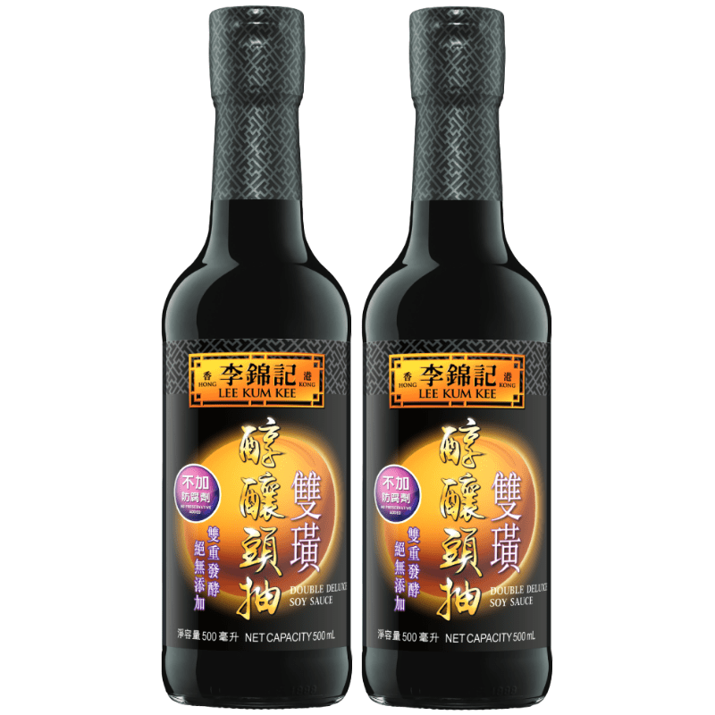 港版李锦记双璜头抽 双璜醇酿头抽 无添加酱油 特生抽500ml*2瓶 - 图3