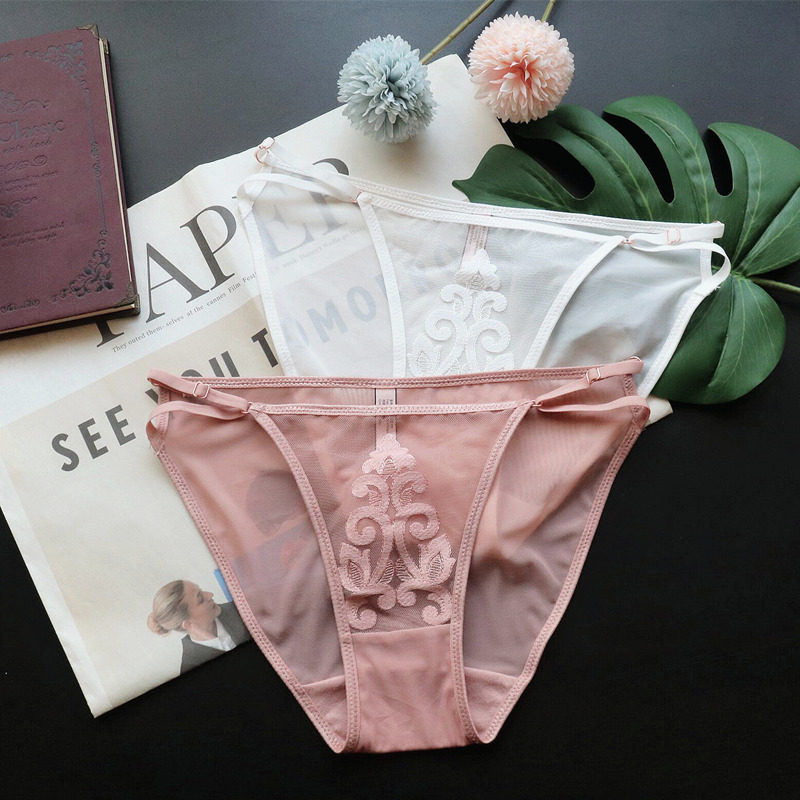 外贸少女网纱绣花女士性感低腰内裤女速干透气女式三角裤纯棉档,淘宝优惠券,粉丝福利购,淘宝优惠卷