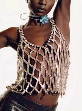 水钻金属闪钻夸张项链女