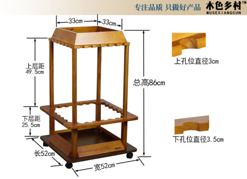 木质24位移动鱼竿架子 家用加厚渔具收纳架展示架 美式海竿球杆架 - 图2
