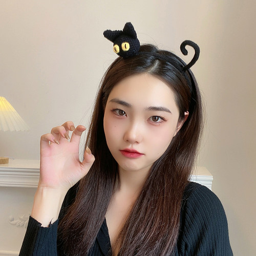 秋冬新款毛绒可爱猫咪发箍气质碎发头箍头饰女发卡洗脸网红发饰潮 - 图1