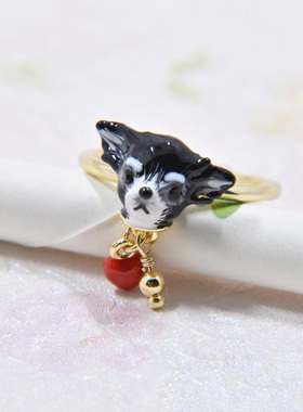 吉娃娃花朵项链可爱小狗耳环