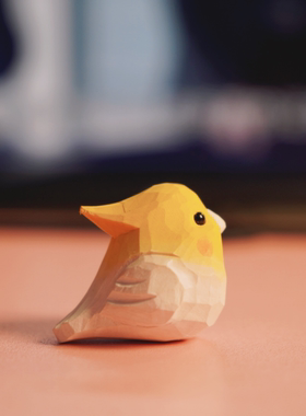 手工木雕凤玄鹦鹉情侣款造型桌面工位小摆件治愈系生日礼物女