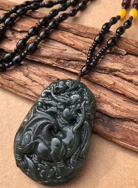 天然和田玉飞天火麒麟吊坠转运护身青玉麒麟报喜项链送证书