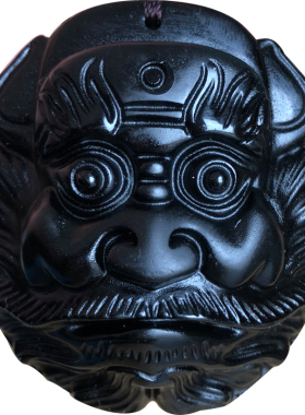 天师钟馗黑曜石吊坠项链男女诸事顺遂平安防坏人吉祥物霸气关羽挂