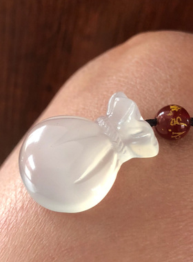 天然玉髓福袋吊坠 财源滚滚半宝石钱袋招财纳福美女玉坠随身福运