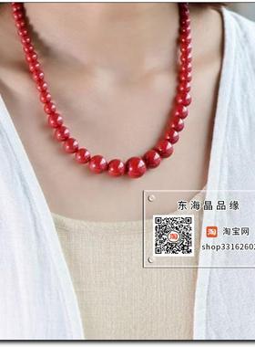 高纯度原矿朱砂帝王砂塔链圆珠锁骨链塔链男女毛衣项链挂饰品
