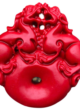 玉见美玉 天然朱砂双貔貅平安扣吊坠 男女款双德贵人转运打牌挂坠