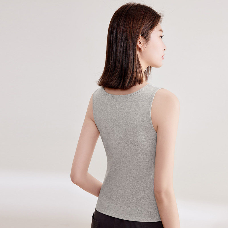芬腾可安纯棉新款微弹休闲百搭简约时尚内衣纯色背心打底女可外穿