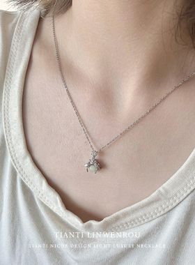 S925纯银流萤夜光发光萤火虫项链