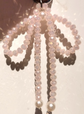 韩国BlingBling水晶珠编织串珠珍珠蝴蝶结钥匙扣包包配饰挂件