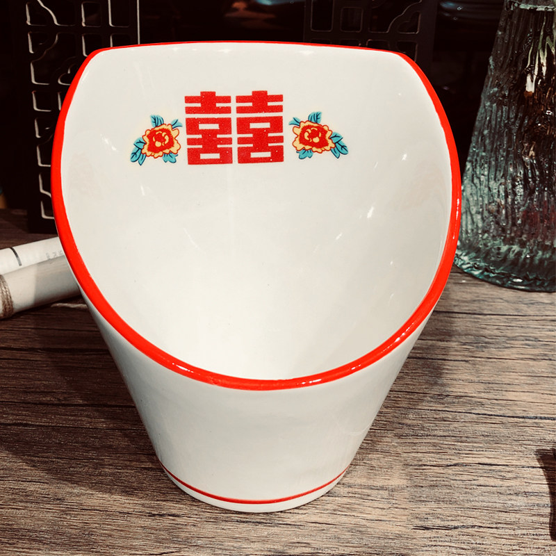 红双喜陶瓷商用摆台碗勺碟套装釉下彩餐饮饭店红色中式杯子复古