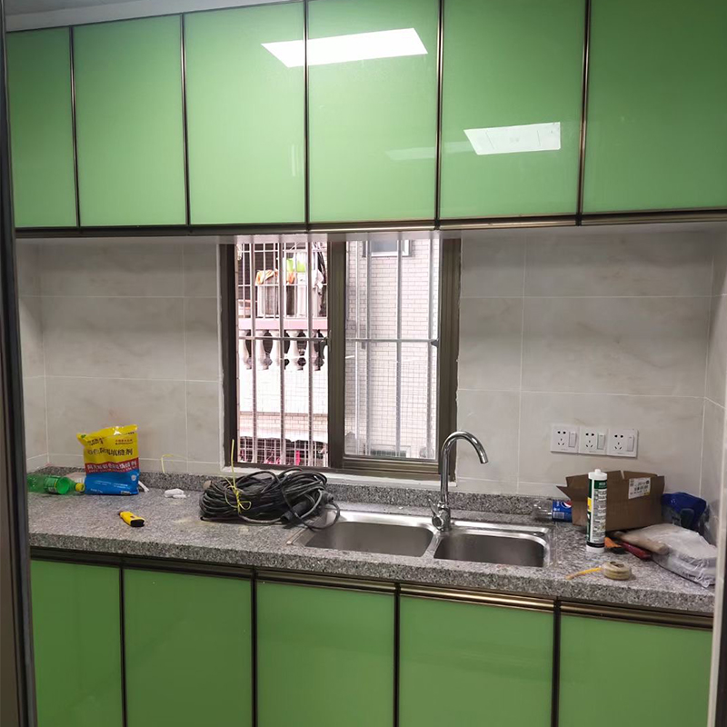 橱柜门定制晶钢门带框厨柜门钢化玻璃柜门订制铝合金灶台门板自装 - 图2