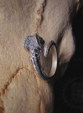 撒旦崇拜复古哥特羊头戒指