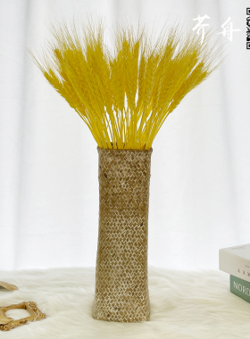 天然麦穗干花摆件草编花瓶真花束
