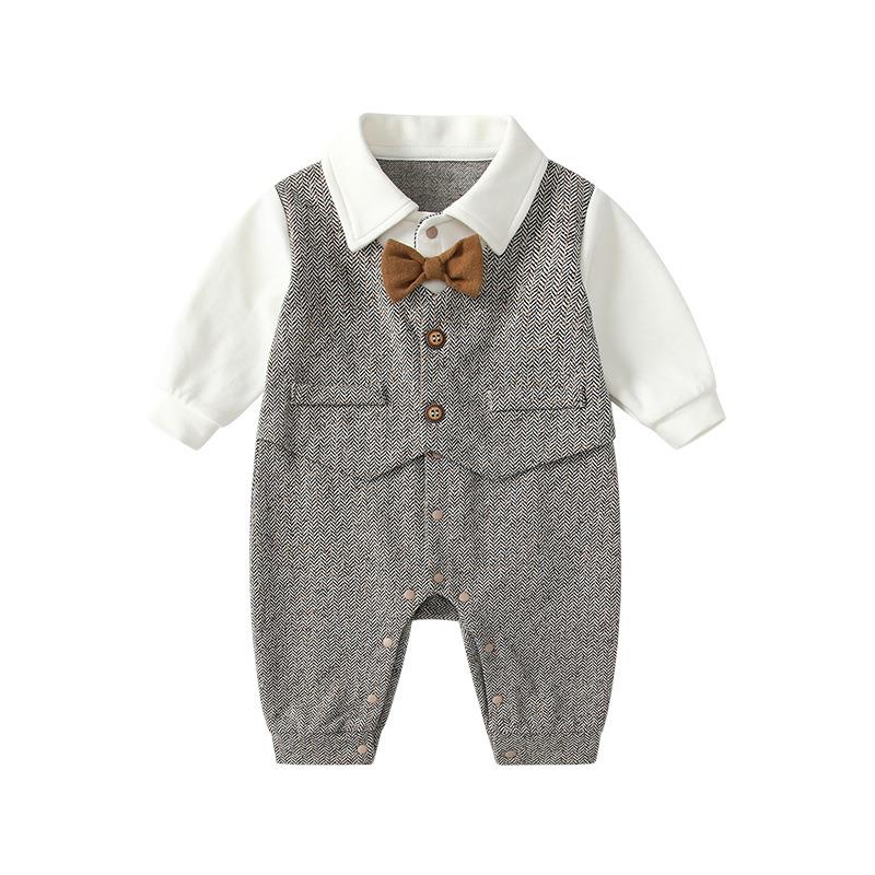 英国NEXTBQPD婴儿英伦绅士领结连体衣纯棉秋冬周岁宝宝礼服外出服 - 图3