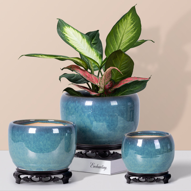 简约花盆陶瓷特大号桌面创意个性带底座绿萝多肉兰花蝴蝶兰花卉盆,淘宝优惠券,粉丝福利购,淘宝优惠卷