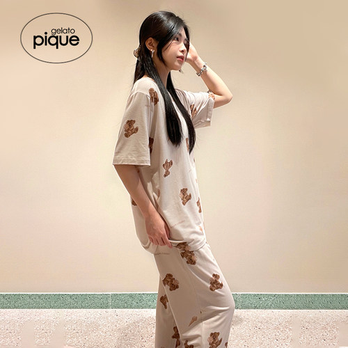 gelato pique春女睡衣冰淇淋小熊短袖T恤家居服PWCT221206 - 图0
