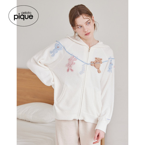 gelato pique26春夏新品女睡衣半边绒洗涤动物连帽开衫PWNT261118 - 图0